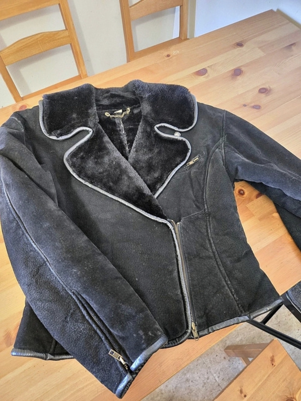 Annex Black Leather Jacket Size Medium
